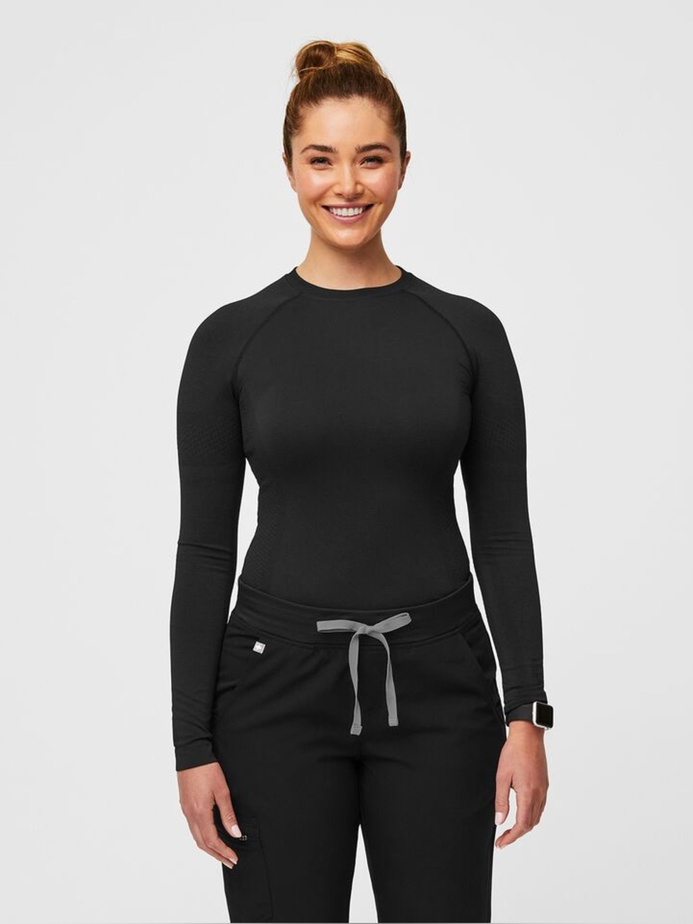 FIGS | Salta Seamless Underscrub Long Sleeve Top Black Size Medium